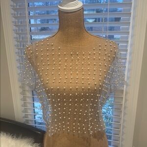 Elegant Sheer Pearl-Embellished Top